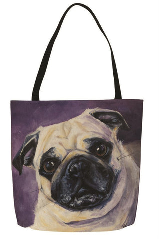 Pug Canvas Printed Tote Bag by Lindsay Kivi©