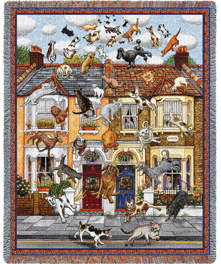 Raining Cats & Dogs Woven Cotton Throw by Gale Pitt©
