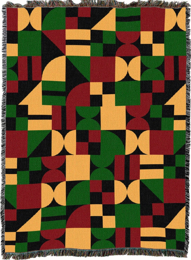 Red Green Yellow Pattern Woven Cotton Throw Blanket