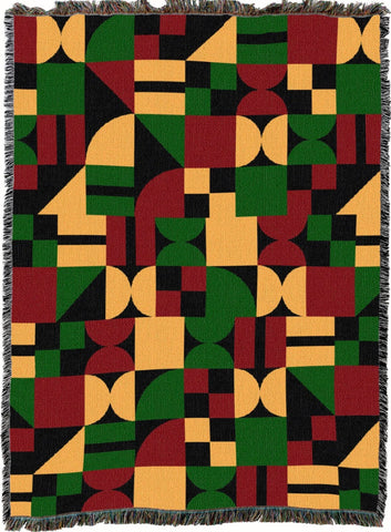 Red Green Yellow Pattern Woven Cotton Throw Blanket