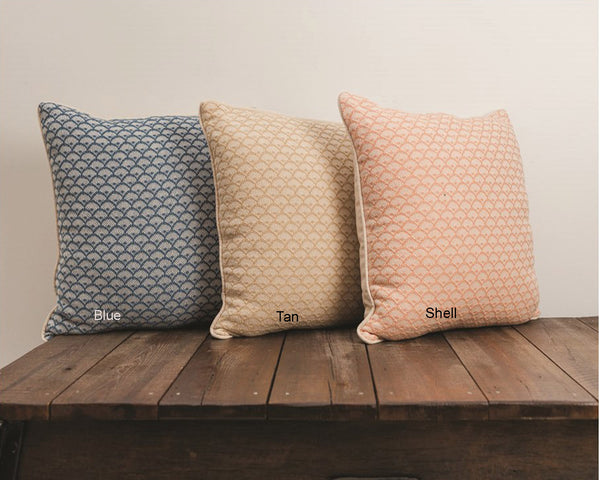 Scalloped Woven Cotton Pillows|3 Color Patterns