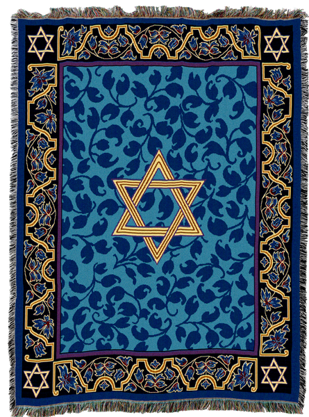 Magen David-Star of David Woven Cotton Throw Blanket by Elena Vladykina©