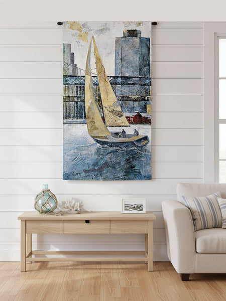 Sailing In The Afternoon-Hudson River Wall Tapestry by Borafull©