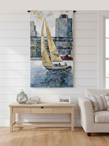 Sailing In The Afternoon-Hudson River Wall Tapestry by Borafull©