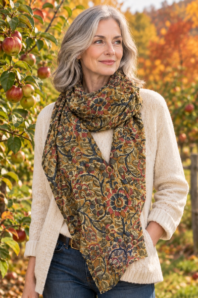 Natural Dye Cotton Block Print Scarf X