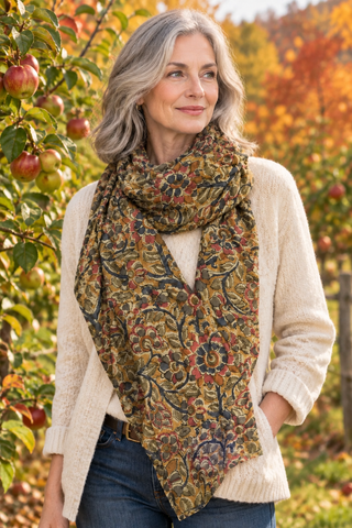 Natural Dye Cotton Block Print Scarf X