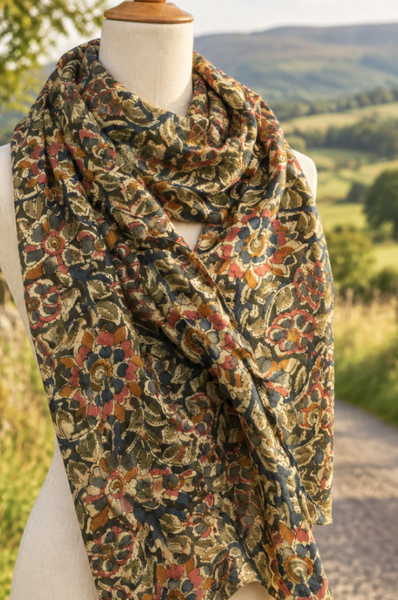Natural Dye Cotton Block Print Scarf XI
