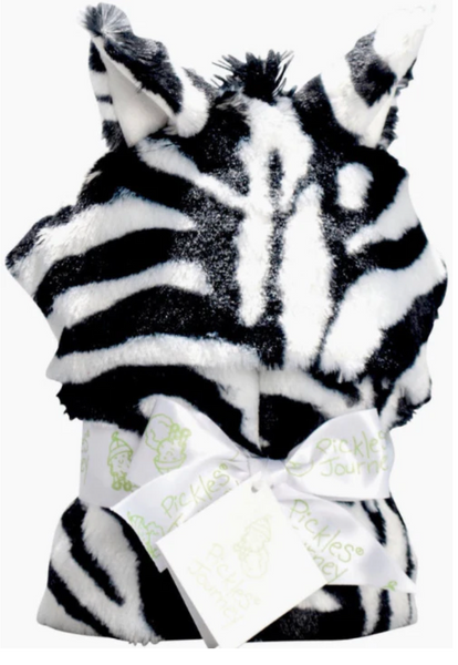 Journey Zebra Faux Fur Baby Hooded Wrap Blanket