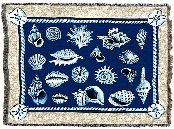 Shell Collection Woven Cotton Throw Blanket by Elena Vladykina©