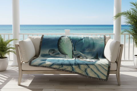 Sting Rays II Woven Cotton Throw Blanket by Jerry LoFaro©