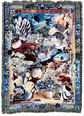 Undersea Paradise Woven Cotton Throw Blanket by Parker Fulton©