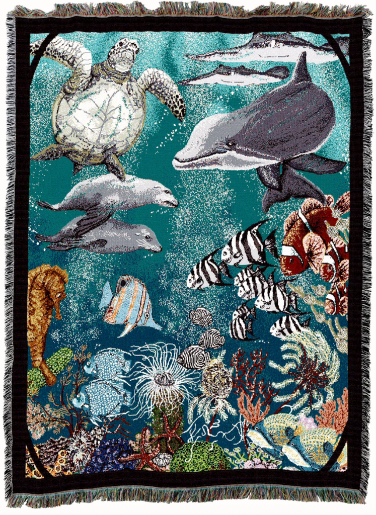 Underwater Woven Cotton Throw Blanket