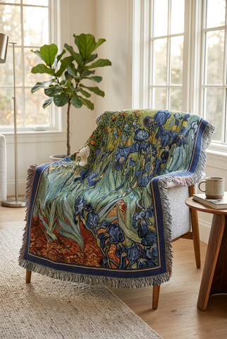 Van Gogh© Irises Woven Cotton Throw Blanket