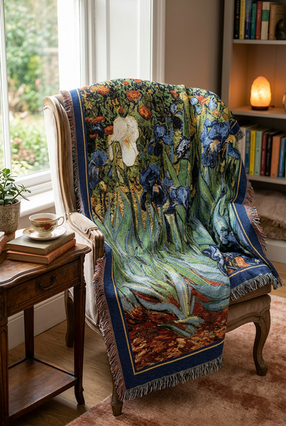 Van Gogh© Irises Woven Cotton Throw Blanket