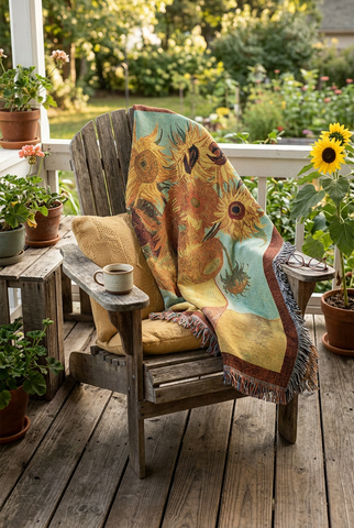 Van Gogh© Sunflowers Woven Cotton Throw Blanket