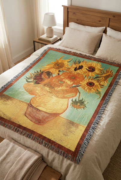 Van Gogh© Sunflowers Woven Cotton Throw Blanket