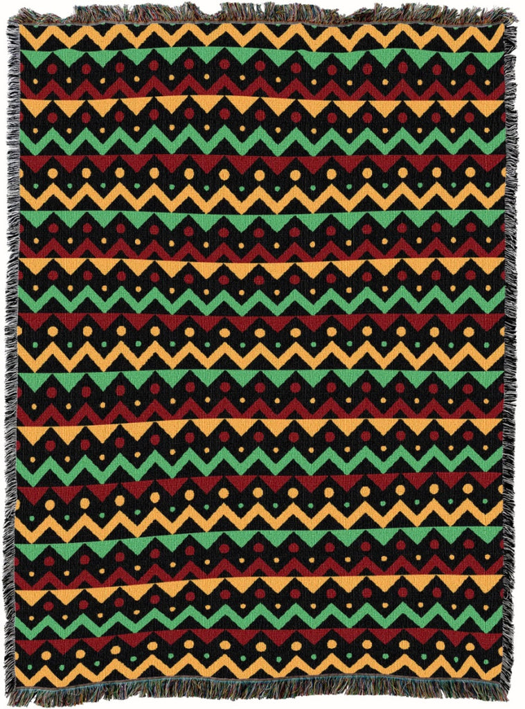 Black History Month Zig Zags Woven Cotton Throw Blanket