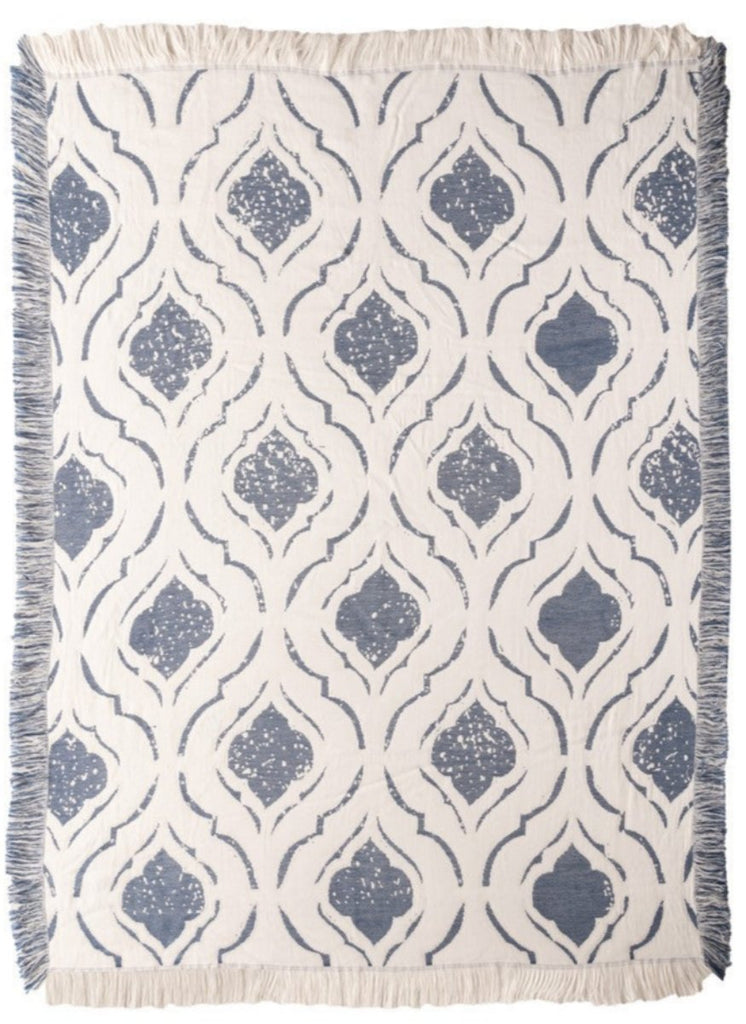 Nautical Wonder Navy & Coral Rayon Throw