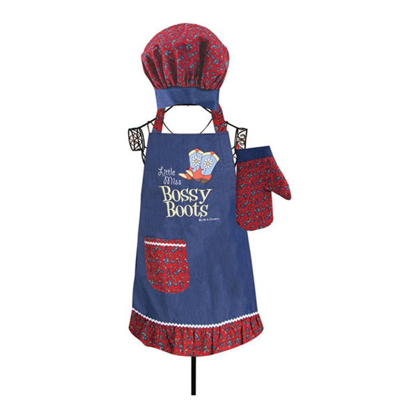 Izzy© Bossy Boots Child Apron 3 Piece Set by Life Is Country©