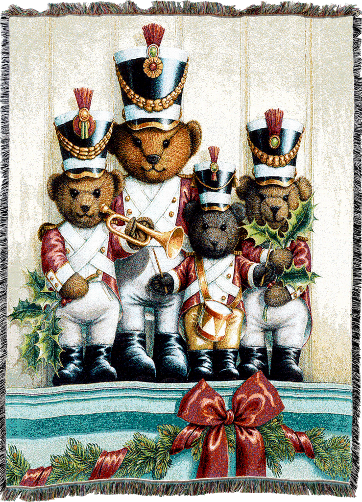 Soldier Bears Woven Cotton Throw Blanket by Lynn Bywaters©