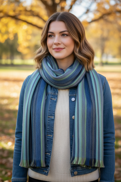 Blue Tini Alpaca Scarf - Ecuador