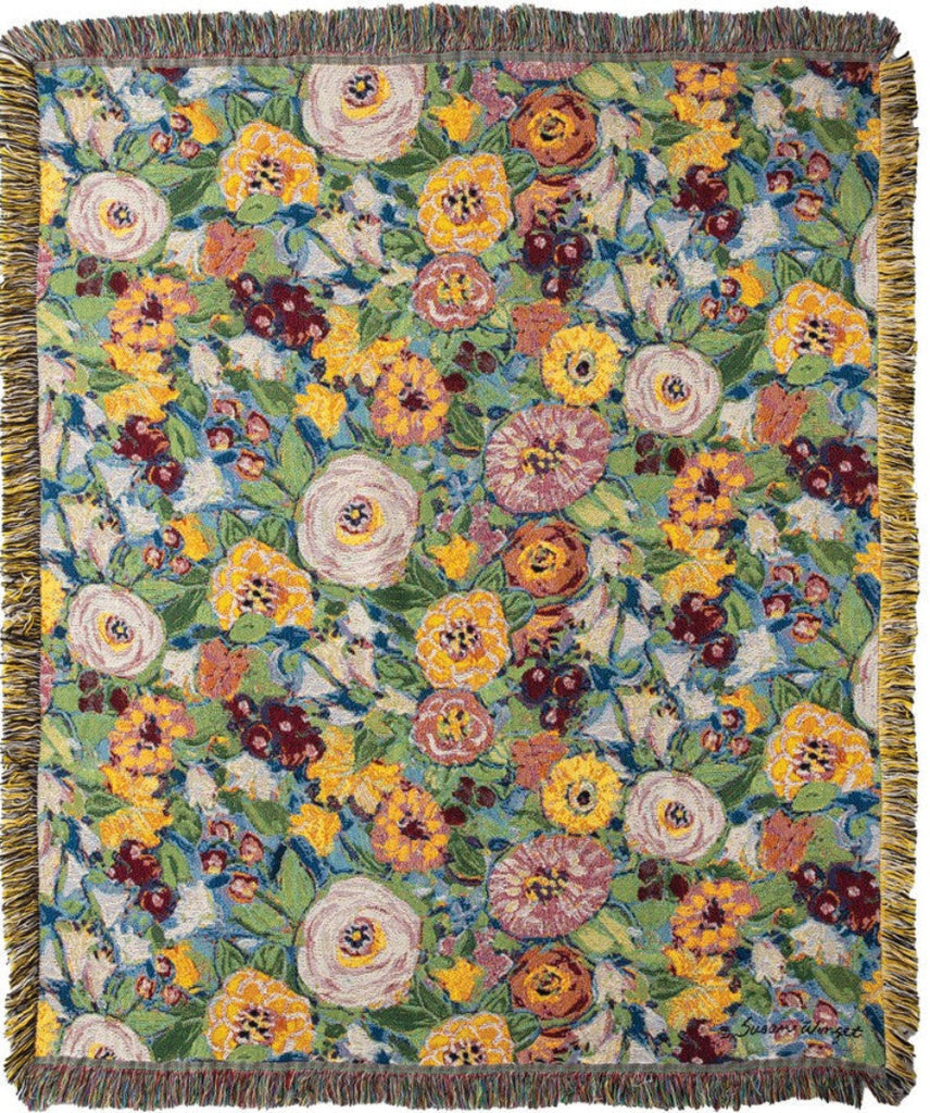 Vivid Florals Woven Cotton Throw by Susan Winget©