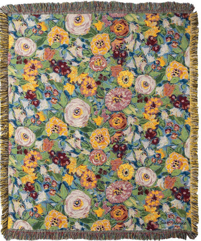 Vivid Florals Woven Cotton Throw by Susan Winget©