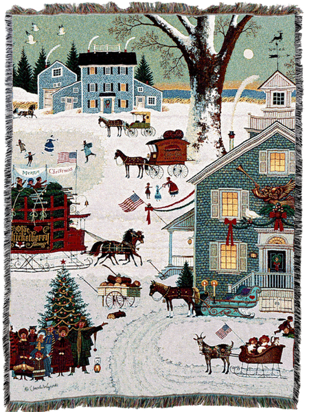Charles Wysocki© Cape Cod Christmas Woven Throw Blanket