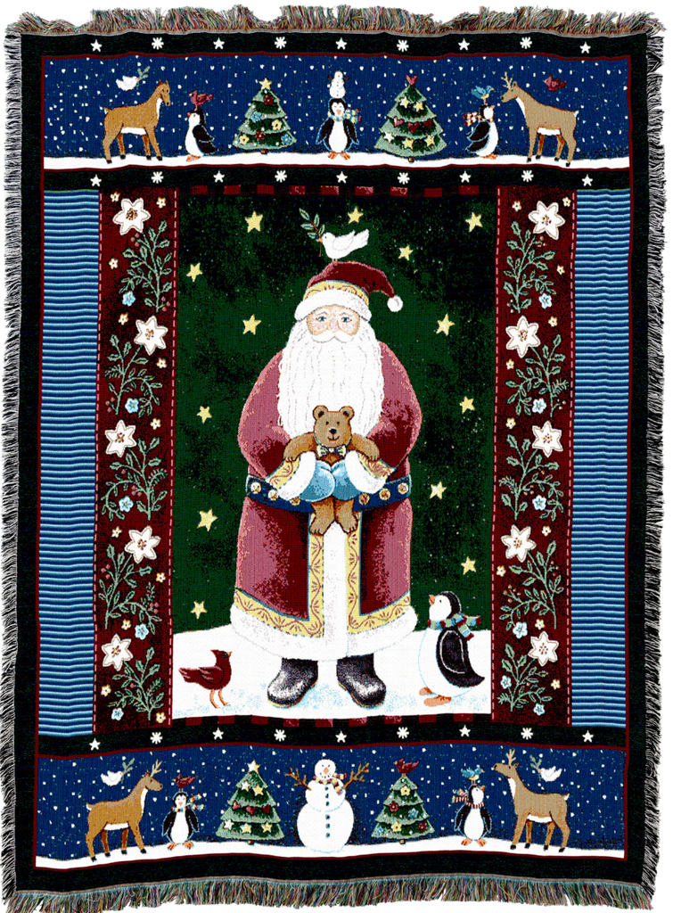 Midnight Santa Woven Cotton Throw Blanket by Coco Dowley©