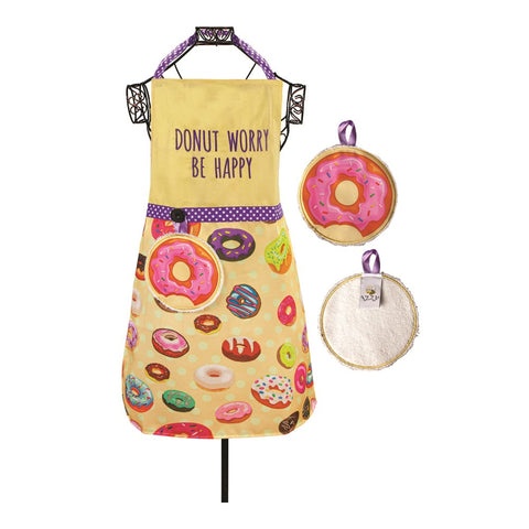 Izzy© Don't Worry Be Happy Child Apron + Hand Towel Set