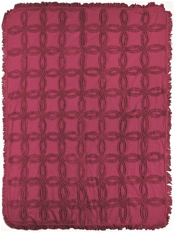 Wine Tufted Cotton Throw with Fringe