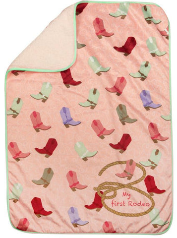 My First Rodeo Pink Boots Fleece Baby Blanket