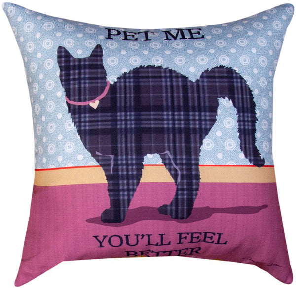 Kitty Wisdom Cat Purple Reversible Indoor-Outdoor  Pillow by Andrea Tachiera©