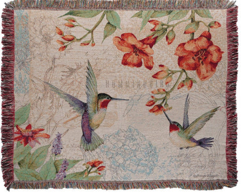Hummingbird Woven Cotton Throw by Susan Winget©