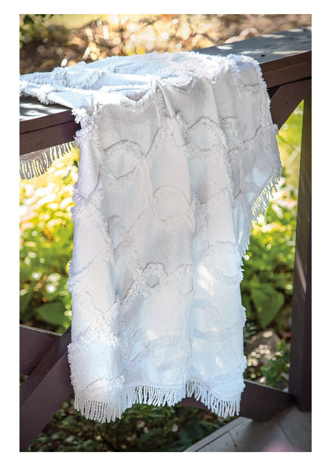 White Tufted Cotton Throw w/Fringe|Kid's Size