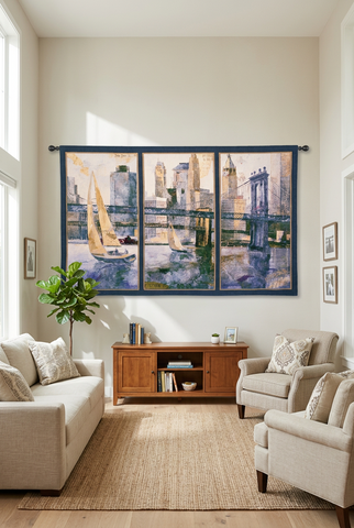 Sailing In The Afternoon Triptych Wall Tapestry - Cityscape