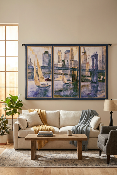 Sailing In The Afternoon Triptych Wall Tapestry - Cityscape