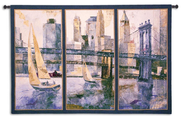 Sailing In The Afternoon Triptych Wall Tapestry - Cityscape