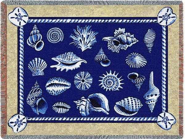 Shell Collection Woven Cotton Throw Blanket by Elena Vladykina©