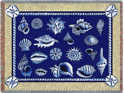 Shell Collection Woven Cotton Throw Blanket by Elena Vladykina©