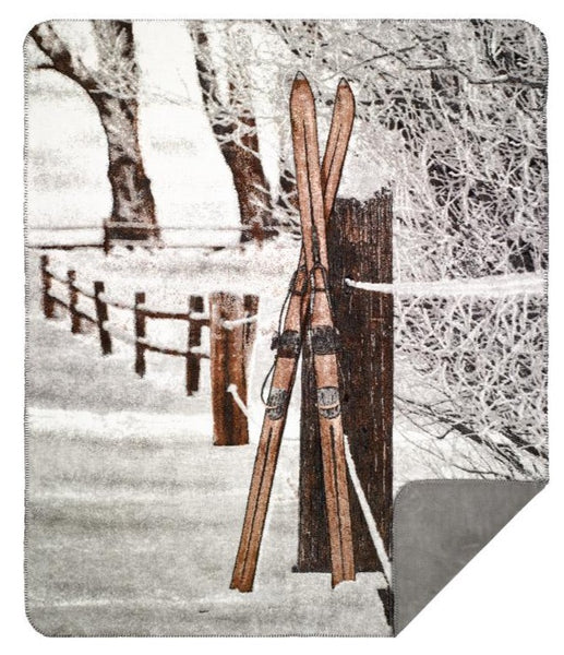 Vintage Skis Denali Microplush™ Throw Blanket