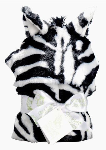 Zebra Faux Fur Baby Hooded Wrap Blanket - 
 - 1