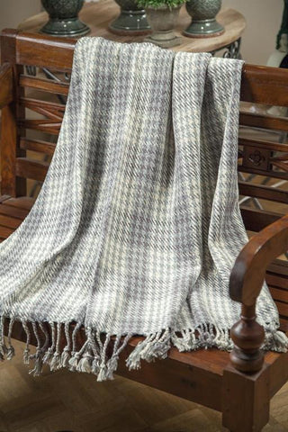 Textured Block Natural 2 Layer Cotton Throw Blanket – Woven Art