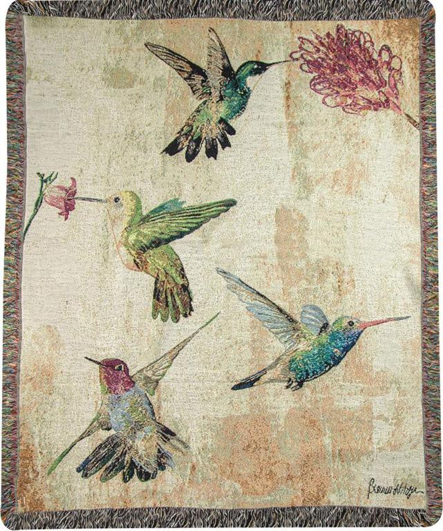 Hummingbird Floral Throw Blanket by Brandy Fitzgerald&copy; - 
 - 1