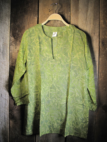 Batik Rayon Kurti Tunic - Apple Green Batik