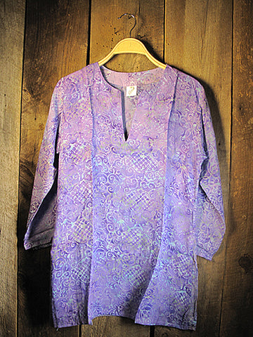 Batik Rayon Kurti Tunic - Lavender Batik