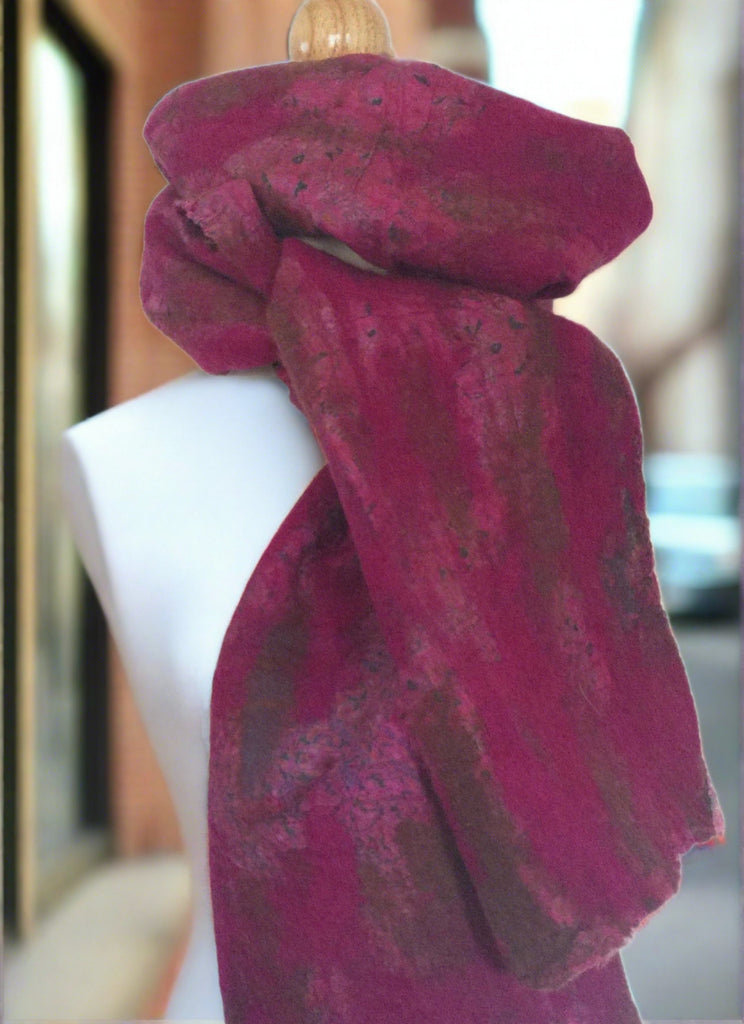 Mose svinekød Ægte Berry Nuno Felted Merino Wool-Silk Sari Scarf|One-of-a-Kind Wearable A –  Woven Art & Beyond LLC