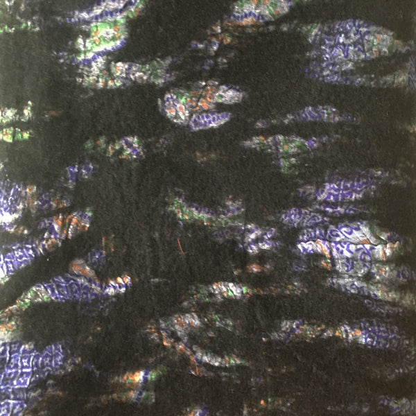 Black-Iridescent Nuno Felted Wool-Sari Silk "Shawl-Stole"|One-of-a-Kind Wearable Art