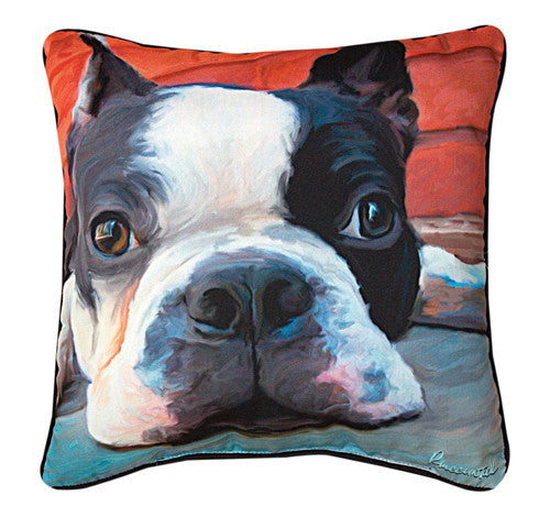Moxley Boston Terrier Pillow by Robert McClintock - 
