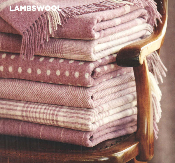 British Merino Lambswool Throw Blanket - Lilac Check - 
 - 2